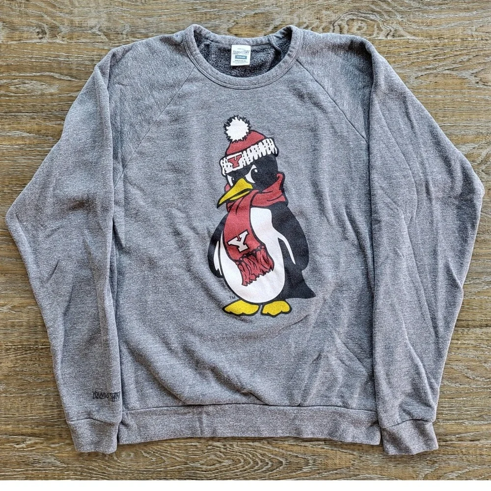 Youngstown Clothing Co Penguin Sweatshirt Mens Medium Gray YSU Mascot Tri-Blend